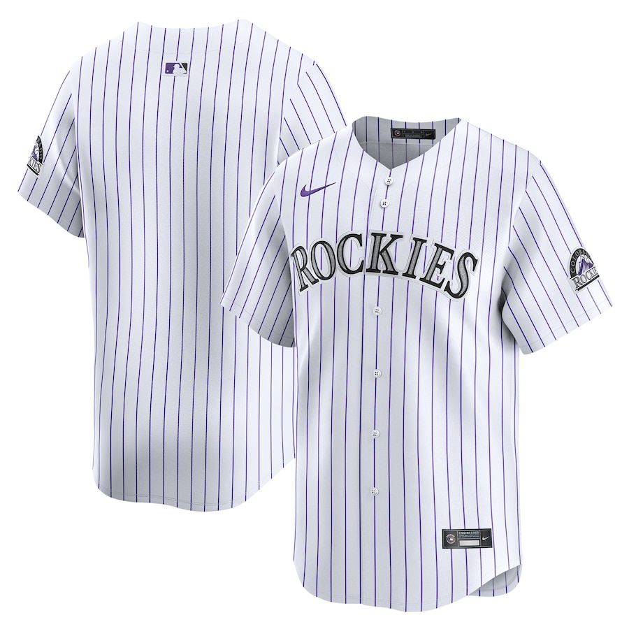 Men Colorado Rockies Nike White Home Limited MLB Jersey->->